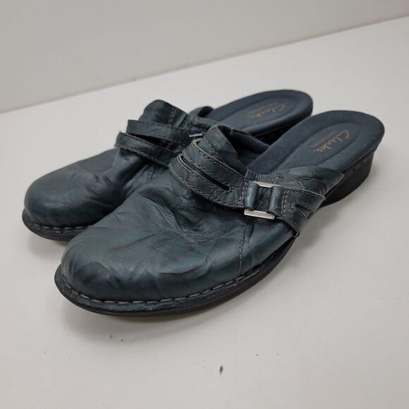 Blue Leather Clarks Mule - Picture 3 of 8